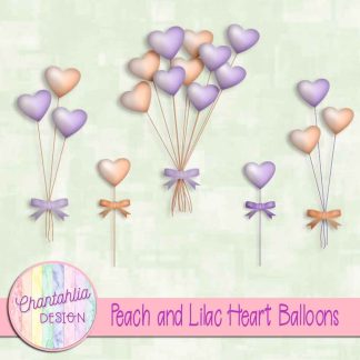 Free peach and lilac heart balloons