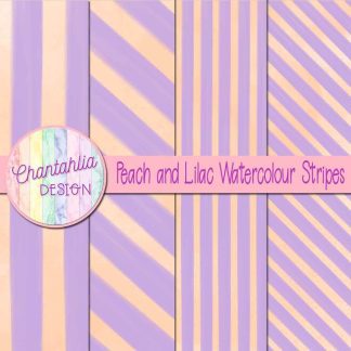 Free peach and lilac watercolour stripes digital papers