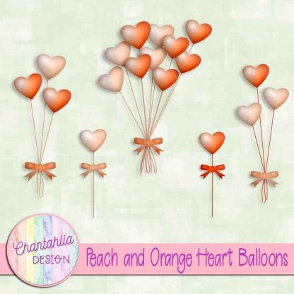 Free peach and orange heart balloons