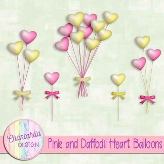 Free pink and daffodil heart balloons