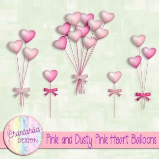 Free pink and dusty pink heart balloons