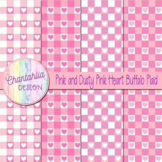 Free pink and dusty pink heart buffalo plaid digital papers