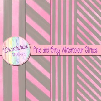 Free pink and grey watercolour stripes digital papers
