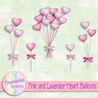Free pink and lavender heart balloons