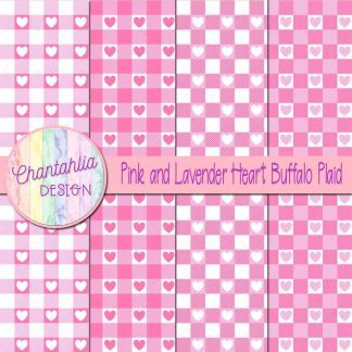 Free pink and lavender heart buffalo plaid digital papers