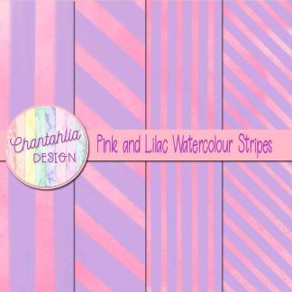 Free pink and lilac watercolour stripes digital papers