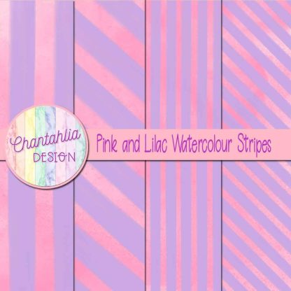 Free pink and lilac watercolour stripes digital papers