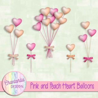 Free pink and peach heart balloons