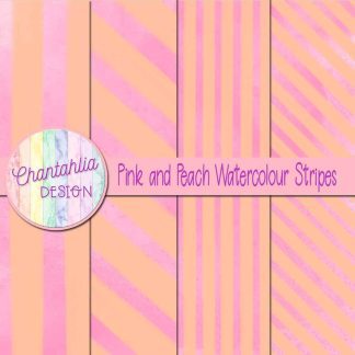 Free pink and peach watercolour stripes digital papers
