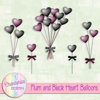 Free plum and black heart balloons