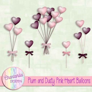 Free plum and dusty pink heart balloons