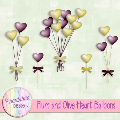 Free plum and olive heart balloons
