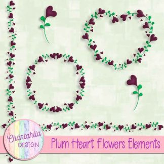 Free plum heart flowers design elements