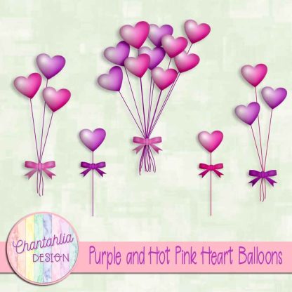 Free purple and hot pink heart balloons