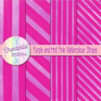 Free purple and hot pink watercolour stripes digital papers
