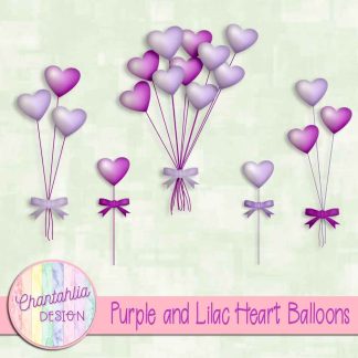 Free purple and lilac heart balloons