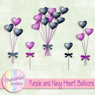 Free purple and navy heart balloons