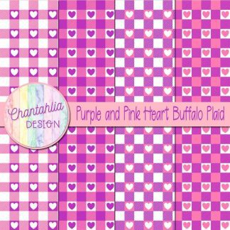 Free purple and pink heart buffalo plaid digital papers
