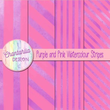 Free purple and pink watercolour stripes digital papers