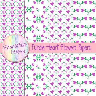 Free purple heart flowers digital papers