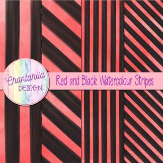 Free red and black watercolour stripes digital papers