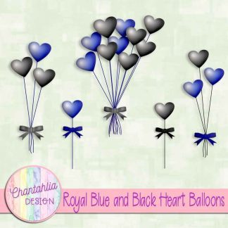 Free royal blue and black heart balloons