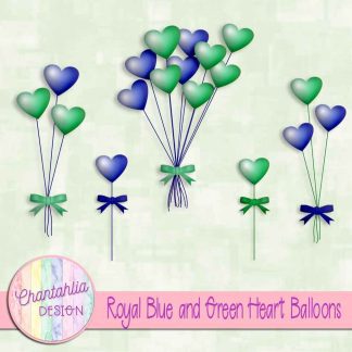 Free royal blue and green heart balloons