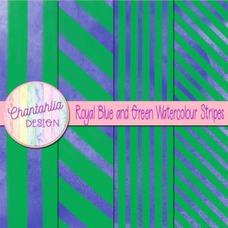 Free royal blue and green watercolour stripes digital papers