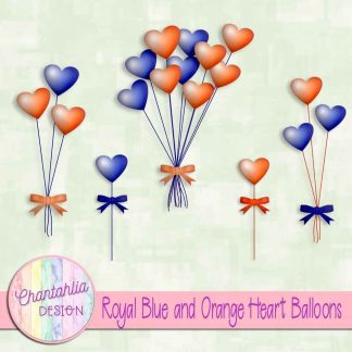 Free royal blue and orange heart balloons