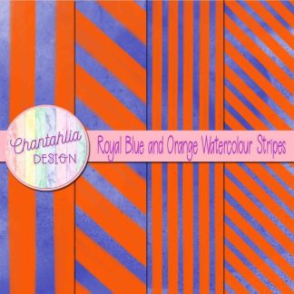 Free royal blue and orange watercolour stripes digital papers