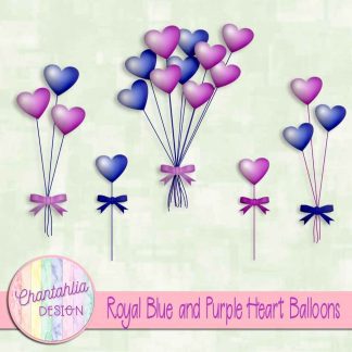 Free royal blue and purple heart balloons