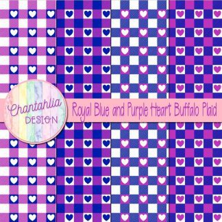Free royal blue and purple heart buffalo plaid digital papers