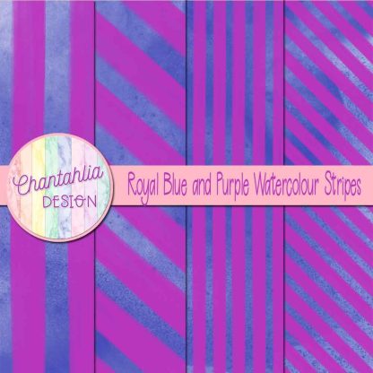 Free royal blue and purple watercolour stripes digital papers