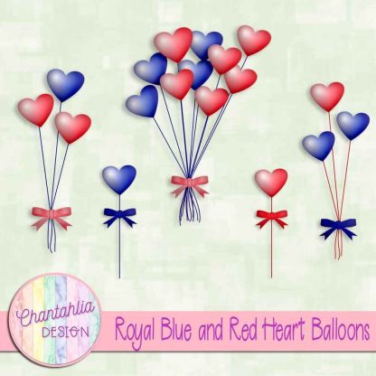 Free royal blue and red heart balloons