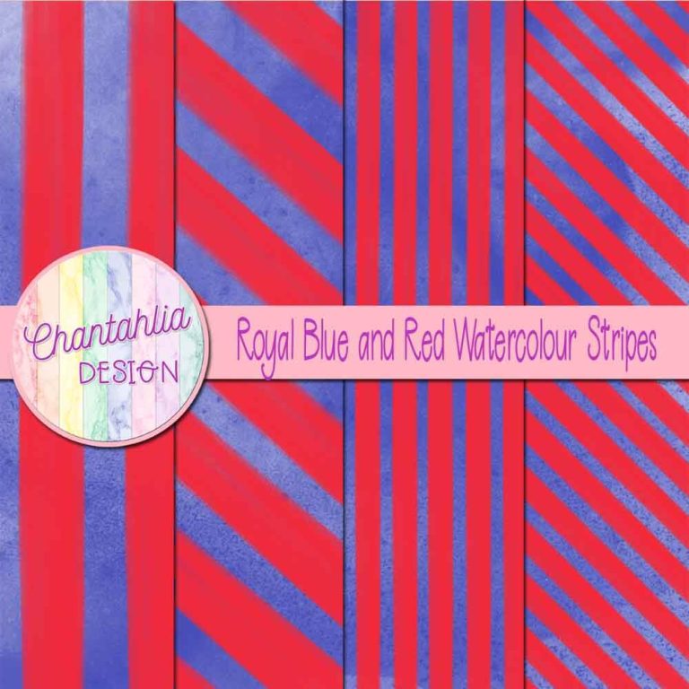 Free Royal Blue and Red Digital Papers with Watercolour Stripes