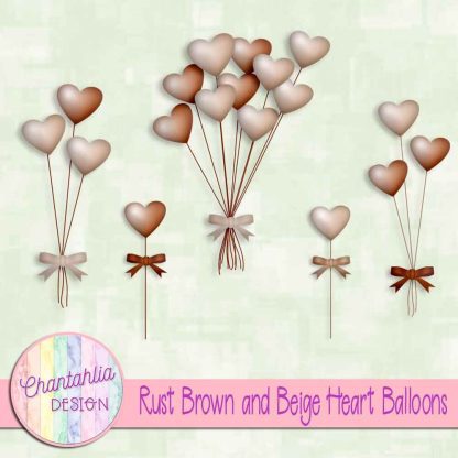 Free rust brown and beige heart balloons