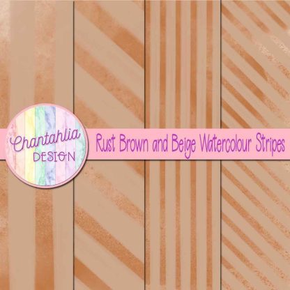 Free rust brown and beige watercolour stripes digital papers