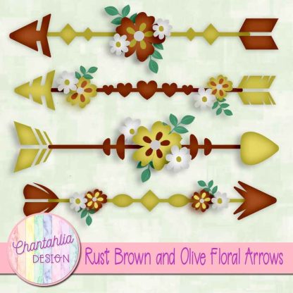 Free rust brown and olive floral arrows