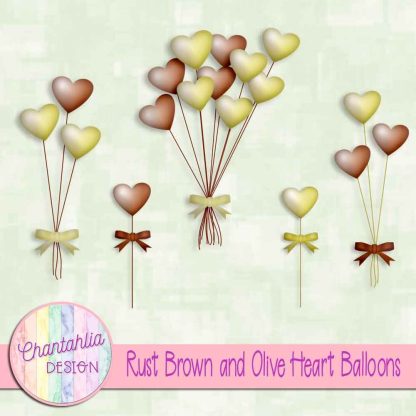 Free rust brown and olive heart balloons