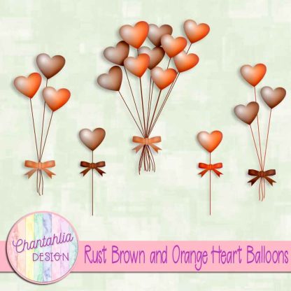 Free rust brown and orange heart balloons