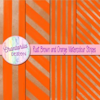 Free rust brown and orange watercolour stripes digital papers