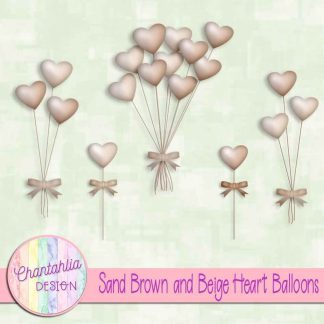 Free sand brown and beige heart balloons