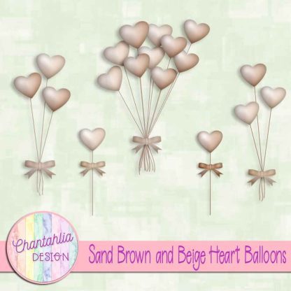 Free sand brown and beige heart balloons