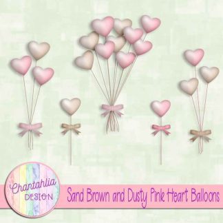 Free sand brown and dusty pink heart balloons