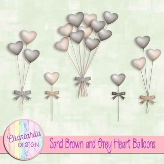 Free sand brown and grey heart balloons