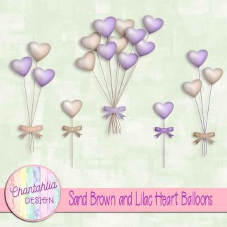 Free sand brown and lilac heart balloons