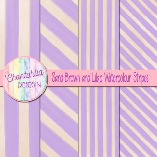 Free sand brown and lilac watercolour stripes digital papers