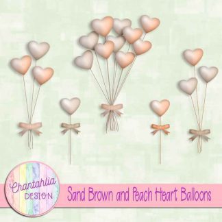 Free sand brown and peach heart balloons