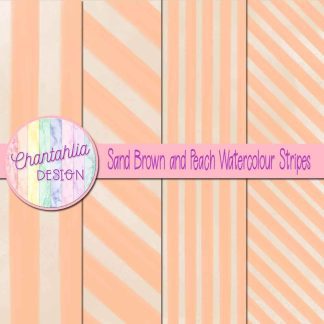 Free sand brown and peach watercolour stripes digital papers