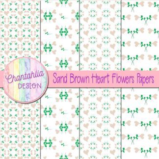 Free sand brown heart flowers digital papers